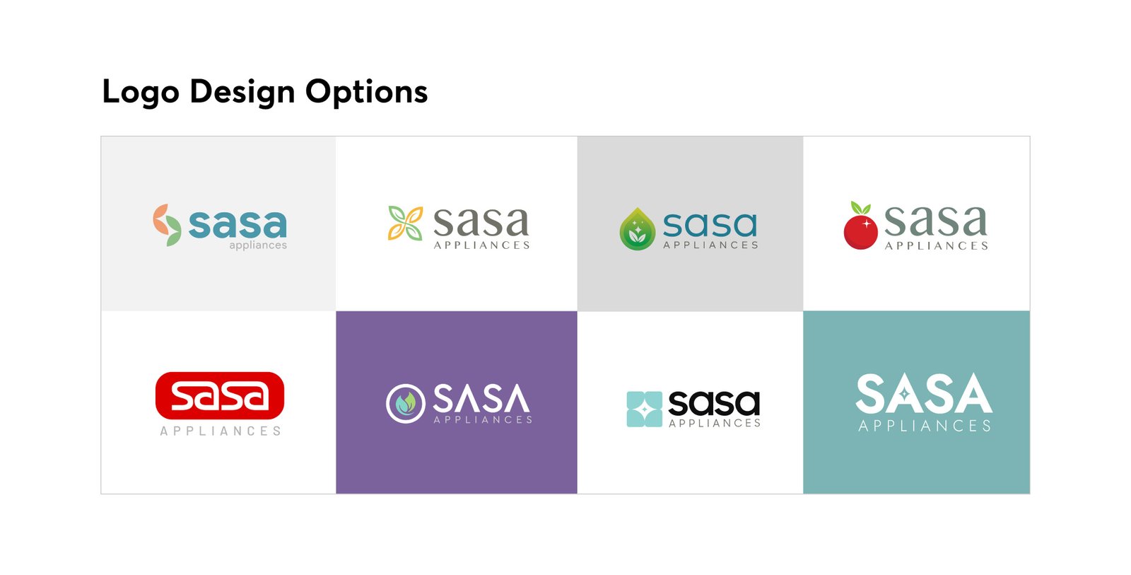 SASA appliances logo design options | Zero Designs