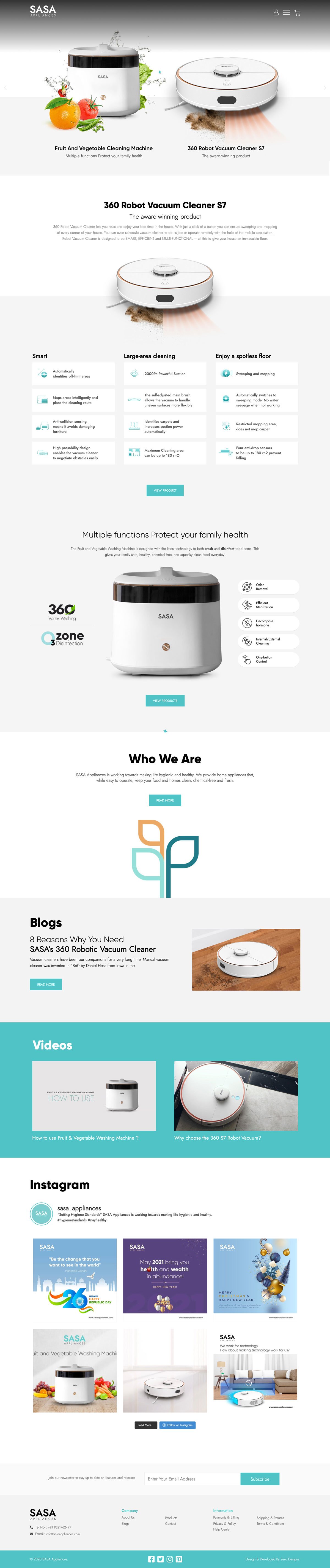 Web layout designs for sasa appliances by zero designs
