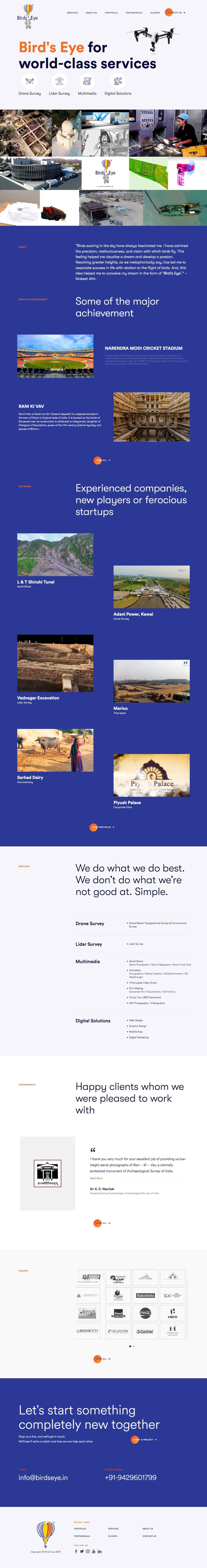 Web design layout for a corporate company Bird's Eye by zero designs