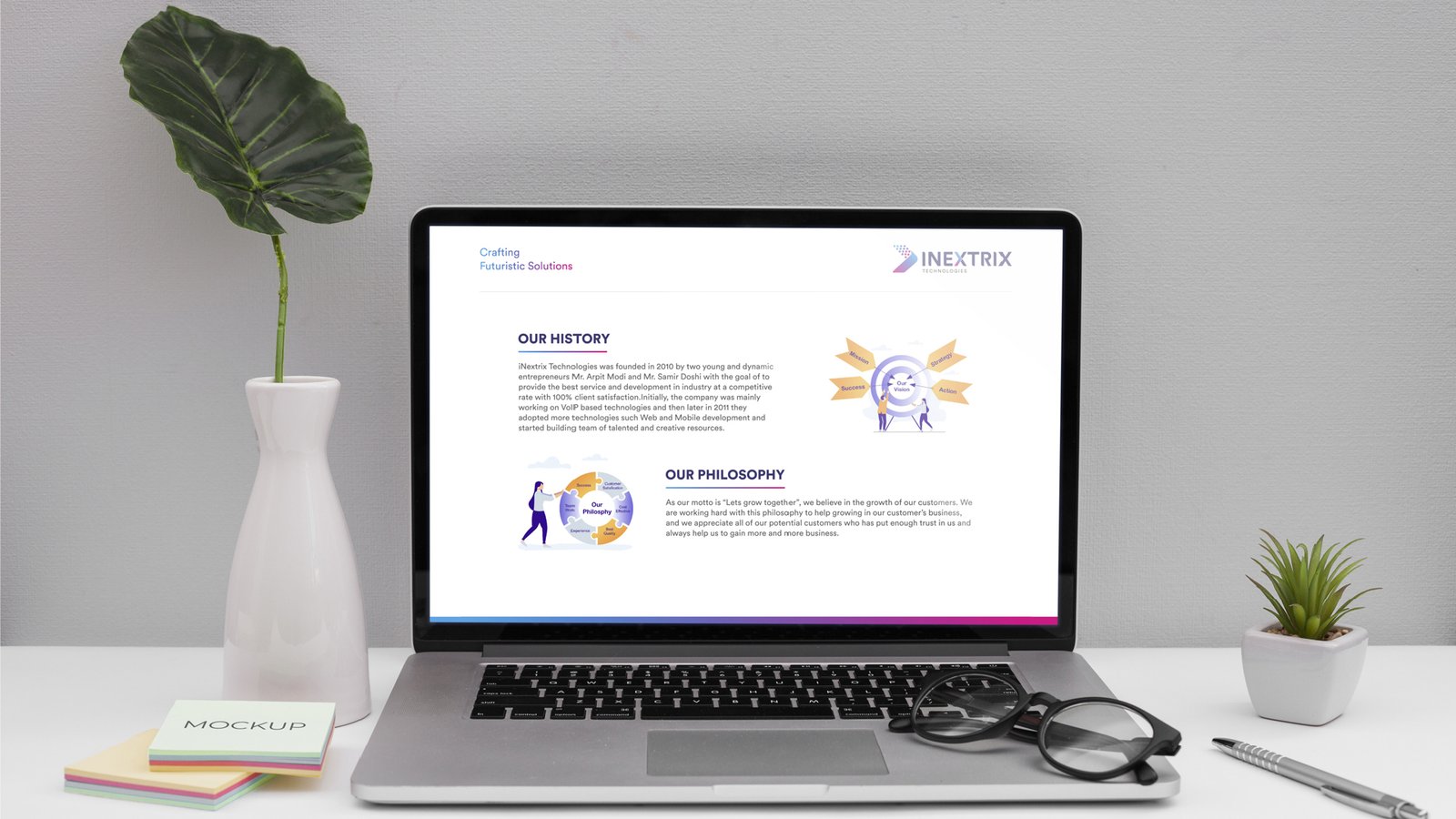 layout design for a corporate company Inextrix by zero designs
