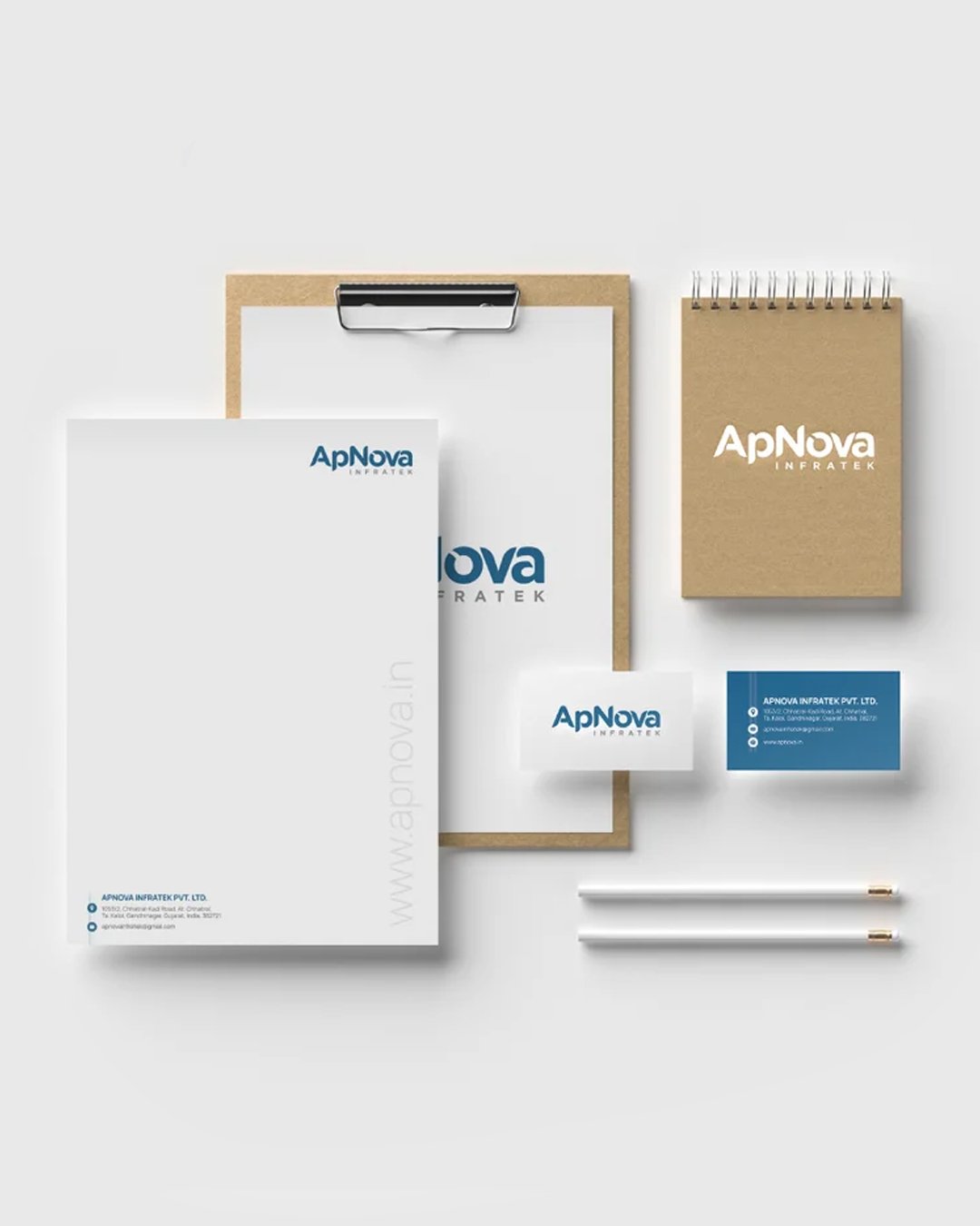 Apnova Infratek stationery design by Zero Designs