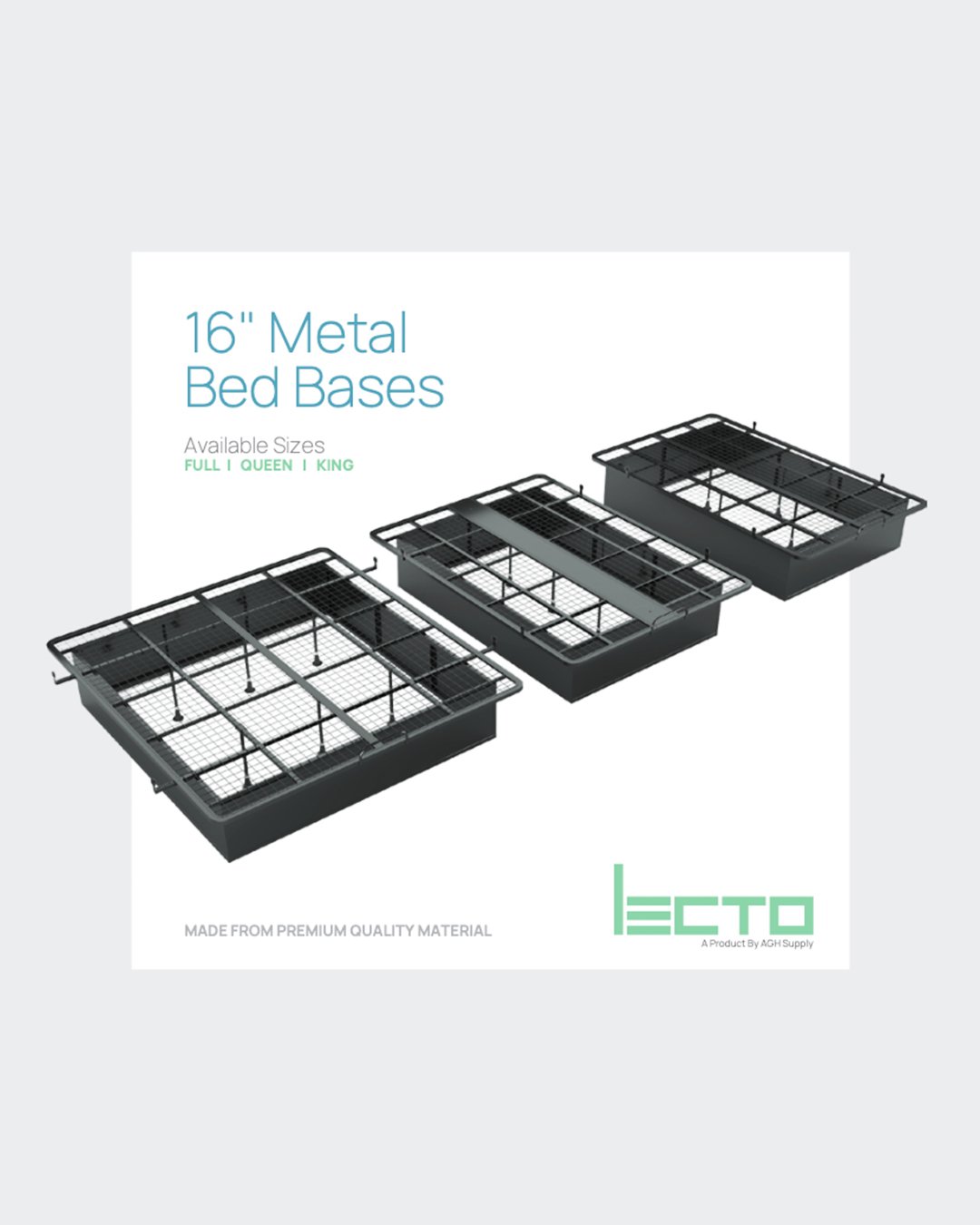 Lecto advertisement design by Zero Designs, featuring metal bed bases.