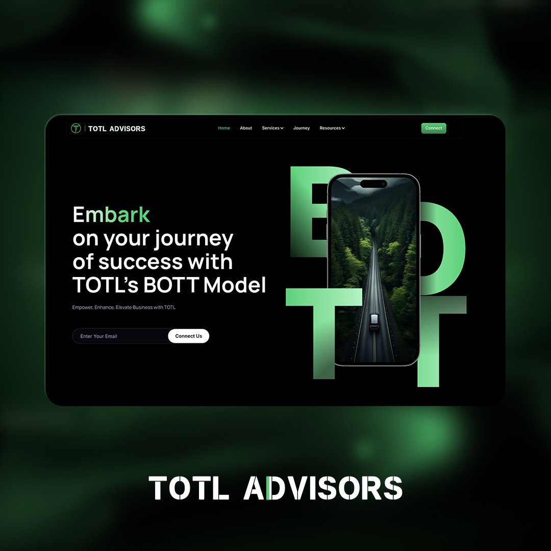 totl company website home page with green graphic. design by zero designs