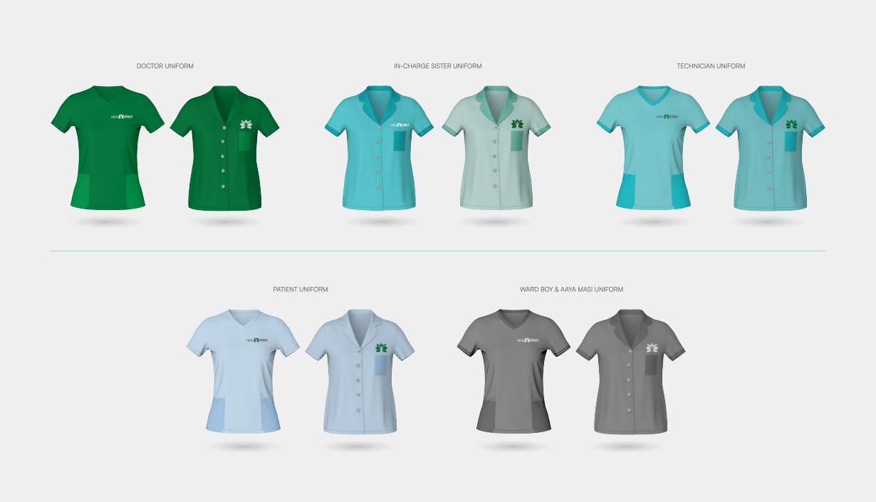 Heal First hospital logo uniform designs by Zero Designs