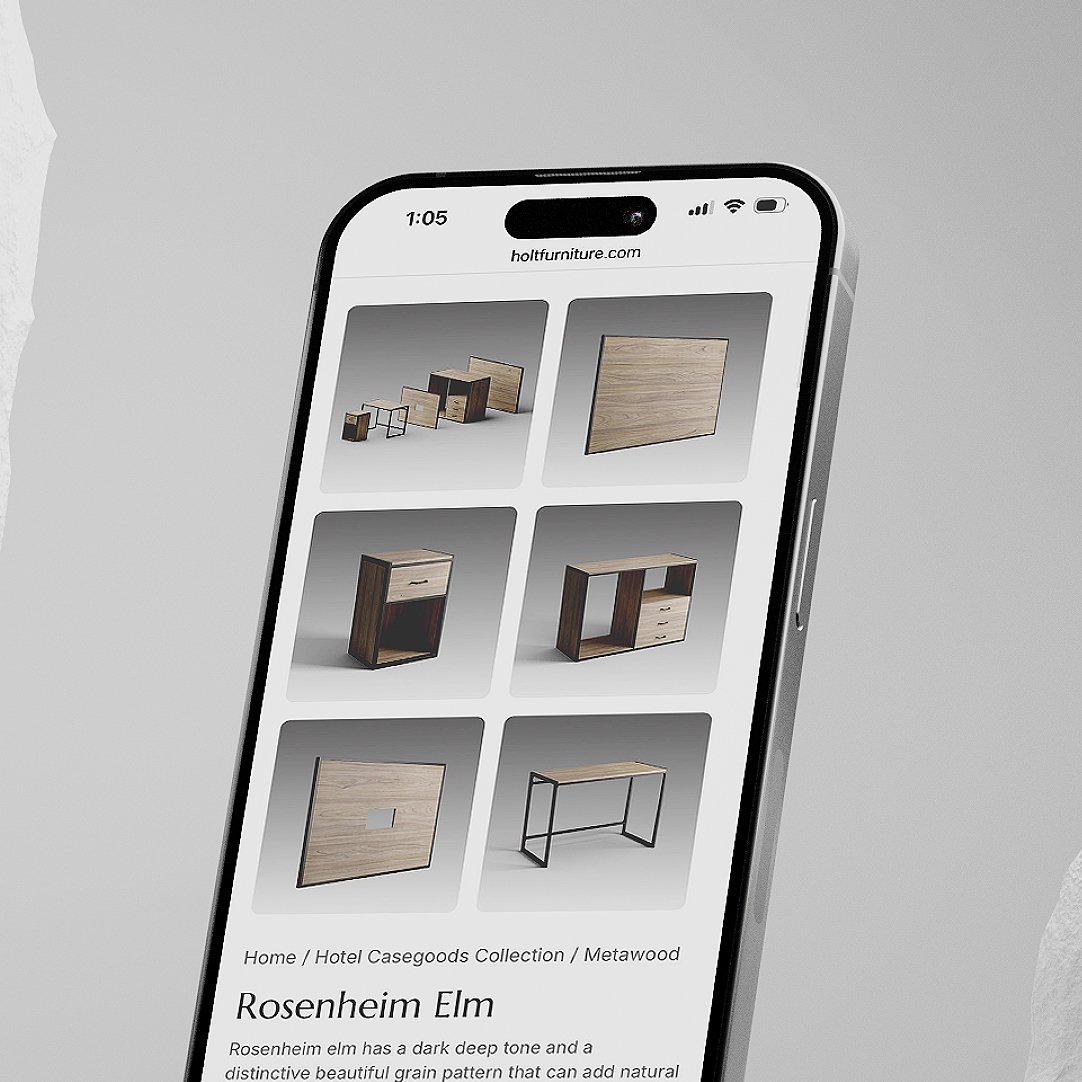 Holt website Mobile view - rosenheim elm hotel fruniture colllection